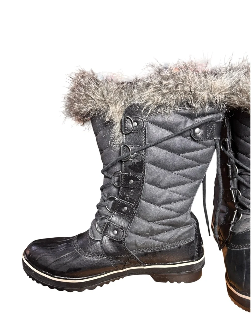 Sorel Tofino II Waterproof Faux Fur Winter Boots – Gray/Black – Women’s 9